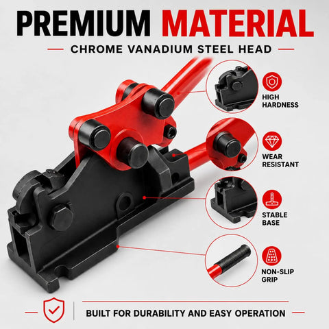 Heavy Duty 2 In 1 Manual Rebar Bender And Cutter Tool engineered for precision; chrome vanadium steel head for durability.