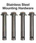 Stainless steel mounting hardware bolts for Commercial Grade Dual Port Electric Charger Pedestal Rock Solid Aluminum Freestanding Stand.