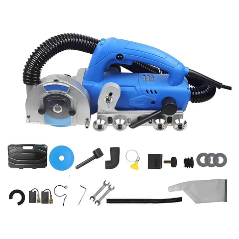 Handheld Electric Grout Cleaner With Dust Free Design For Tile Gap Cleaning And Grout Removal 1200W Power shown with accessories