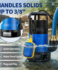 1.1Hp Submersible Sump Pump Handles Crunch Time With Ease Pushing 4600 GPH Through IPX8 Waterproof Gear with float switch.