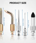 Grease Gun Needle Tip Kit 7 Piece Set Heavy Duty Pro Grade With Bent And Straight Adapters shows various needle sizes and designs.