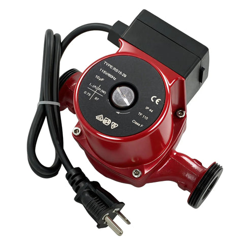 Heavy Duty Circulator Pump 115V Replacement Up1529Su 59896775 for Hydronic Heating, red cast iron with power cord.