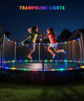 Outdoor 200 LED Solar Rope Lights, 66ft IP65 Waterproof Trampoline and Garden Decor illuminating trampoline at night