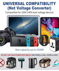 GaN Worldwide Travel Adapter All In One Universal Charger With PD3.0 Type C And USB A next to various electronic devices