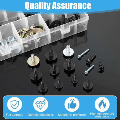 Grab And Go 160 Piece Metal Car Clip And Screw Kit box with assorted fasteners for body panels and bumpers, displayed on black surface