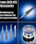 75W Soldering Station Kit With Quick Temp Digital Readout Includes Five Extra Tips and 50G Solder Roll in a promotional layout