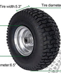 Front Tire And Wheel For 15x6.00-6 Lawn Mower Fits Riding Mowers From Craftsman Husqvarna And Deere, side view dimensions visible