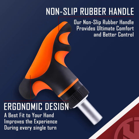 All-In-One Precision Quarter Inch Torque Screwdriver Set non-slip rubber handle close-up