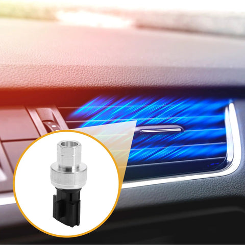 MR306627 Air Conditioning Pressure Switch Sensor shown with car's interior AC vent in background.