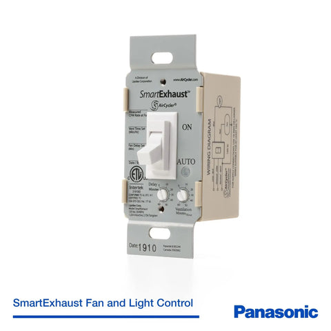 Slick Programmable Exhaust Fan And Light Switch With Timer And Wall Control for customized bathroom ventilation, white unit