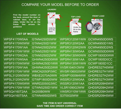 Image showing model numbers for Direct Swap Bearing Kit With Tub Seal Ring Nut For Ge Hotpoint Top Load Washers.
