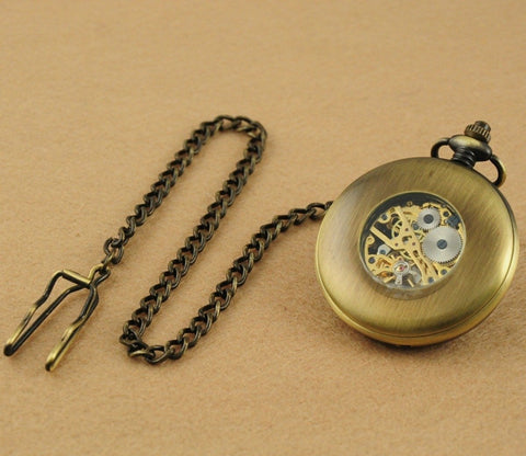 Hand Wind Mechanical Pocket Watch For Men With Vintage Steampunk Wood Grain Hollow Design Chain And Gift Box Old School Vibe Gift For Dad Husband Or Brother On Christmas Birthday Anniversary
