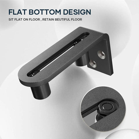 Sliding Barn Door Bottom Floor Guide With Ball Bearing Rollers, adjustable stay wheel, flush flat bottom, black finish