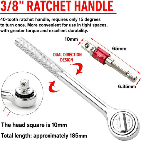 Adjustable Universal Socket Wrench Tool 10mm to 19mm Range 3 8 Inch Drive Ratchet Adapter image