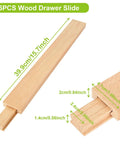Rock Solid Beech Wood Drawer Slides Center Mount Cabinet Hardware Includes Six Piece Set showing dimensions and smooth finish