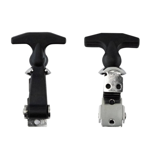 PDETVEO 4.6in rubber T-handle draw latch with brackets, black, pair (2 pcs)