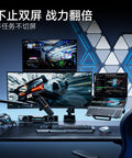 Adjustable Dual Monitor Mount Vertical Desk Arm Upgrade Your Workspace Game Slick Swivel Base For Smooth Positioning with two screens on desk.