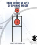 Double Spinner Auto Reset Steel Target with three target sizes, 3/8 inch thick steel, 27.17 inch height