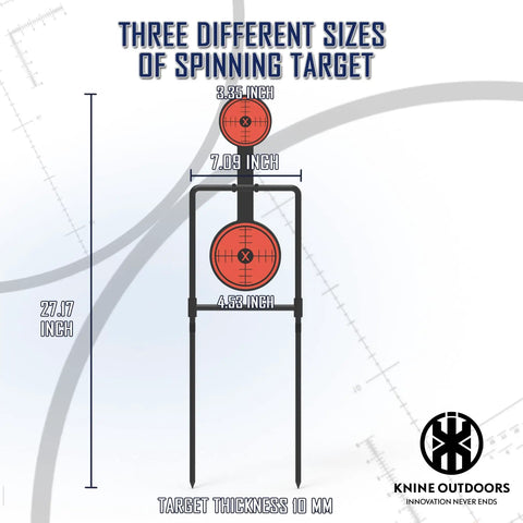 Double Spinner Auto Reset Steel Target with three target sizes, 3/8 inch thick steel, 27.17 inch height