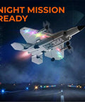 4 Channel F 22 Raptor RC Plane With Lights Ready To Fly Remote Control Jet With 6 Axis Gyro Stabilizer flying at night