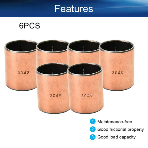 Built Tight 6 Pack Sleeve Bearings With 30 Mm Bore 34 Mm Outside Diameter And 40 Mm Length Slick Oilless Bushings, 6 bronze bushings.