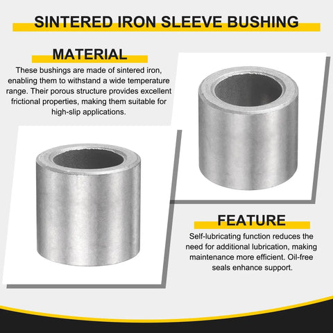 Top Shelf Twenty Piece Sintered Iron Sleeve Bushings 12 Mm Bore 18 Mm Outside Diameter 15 Mm Length Self Lubricating Bearings close-up view.