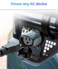 Road Tripping Got You Covered V2L Adapter Compatible With Hyundai Ioniq 5 And Ioniq 6 Plus Kia EV6, showing AC outlet adapter.