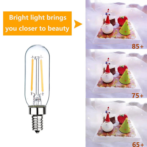 E12 LED Candelabra Bulb 2W Equivalent 25W, T6 Vintage Filament, Dimmable Soft White 3000K Edison Candle Bulb For Chandeliers And Ceiling Lights, Energy Saving, 12 Pack, with brightness illustration