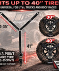 Heavy Duty Spare Tire Y Strap For UTV And Off Road Adventures, 3 Way Ratchet Tie Down, 1.6 Inch Wide Roof Rack Securement