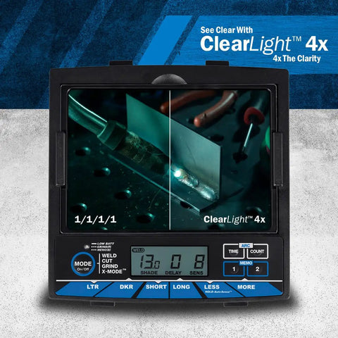 Auto-Darkening Welding Helmet With ClearLight 4x Technology For MIG TIG And Grinding, Pro-Grade HD Optics lens display