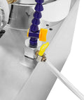 Close-up of pump and mechanical handle on the Pro Grade Faceting Machine With Beast Power 180W Jade Grinding Polisher, 0-3000 RPM Adjustable Speed, Lapidary Jewelry Polisher For Jade Rocks, Angled Polish Grinder With Mechanical Handle And Pump.