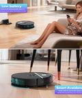 Robot Vacuum And Mop Combo With 3500Pa Suction, Kickass WiFi App Control And Remote under sofa and near charging dock
