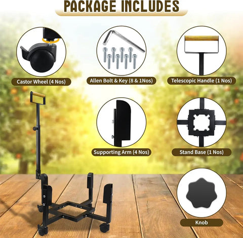Beefy Rolling Stand With Telescopic Handle For 19.5 Inch Smokeless Fire Pits, 22 Inch Portable Fire Pit Stand package contents