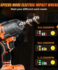 Beast Cordless Impact Wrench 900 Ft Lbs Torque One Half Inch Drive Brushless Power Tool with 3 speed modes display
