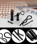 100 Piece Clevis Pins Kit With 10 Sizes M5 M6 M8 M10 M12 Plus Cotter Pins And Hair Pins, zinc plated steel close-up view