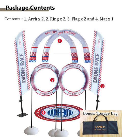 Obstacle Course Drone Gates Kit For RC FPV Racing Indoor Outdoor Race Ready Training Hoop Set with arches, rings, flags, mat