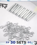 30 Piece Cotter Pins And R Clip Assortment Kit With Heavy Duty Hitch Pins For Trailers And Trucks, galvanized steel.