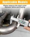 Caliper measuring 2.5 inch OD pipe for 2.5 Inch Exhaust Clamp Universal Stainless Steel Narrow Band