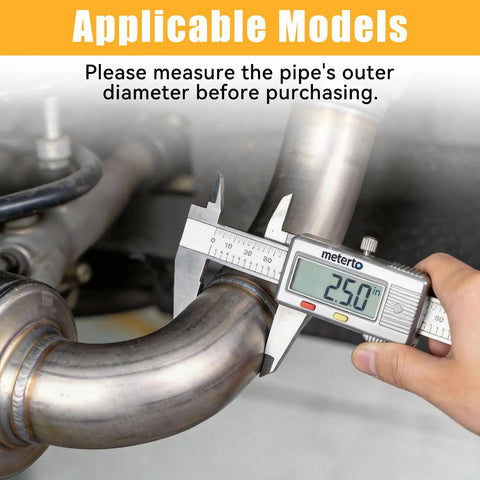 Caliper measuring 2.5 inch OD pipe for 2.5 Inch Exhaust Clamp Universal Stainless Steel Narrow Band