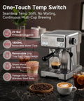 Next Level Home Barista Espresso Machine Rolling Out Barista Grade Shots With A Rock Solid 58 Mm Commercial Group Head And Fully Custom Temp Timers For Pulling Smooth Extracts All Day Long, showcasing 20-bar extraction and vintage-style stainless steel.