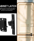 Rugged RV Cabinet Latches With Drawer Grabber Locks For Camper And Travel Trailer In Motion, black ABS latch on RV cabinet door