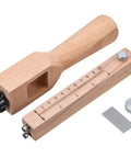 Leather Strap Cutter Beech Wood DIY Leatherworking Tool With Adjustable Blade System And Five Replacement Blades For Cutting Straps And Strips, Fits 3.5 To 4.5 mm Thickness, Handy Hand Tool.