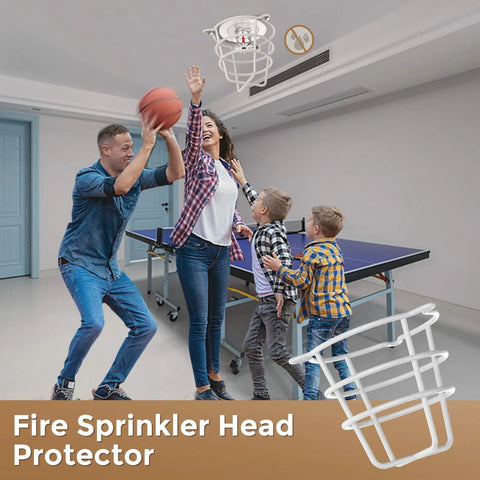 Eight Pack White Fire Sprinkler Head Guard Covers designed for protection during family activities near sprinklers.