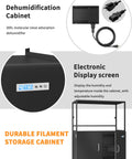 Heavy Duty Multi Shelf 3D Printer Stand With Smart Active Dehumidifying Filament Dry Box featuring electronic display and durable design.