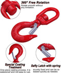 1 Ton Swivel Lifting Hook With Safety Latch Industrial Grade Heavy Duty Alloy Steel One Piece Casting Heat Treated With Waterproof Galvanized Coating Corrosion Resistant For Rigging Hoisting, 360° swivel