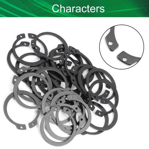 Tough As Nails 27.9mm External Circlips And C Clip Retaining Snap Rings formed from beefy 65Mn steel, 30 piece black pack.