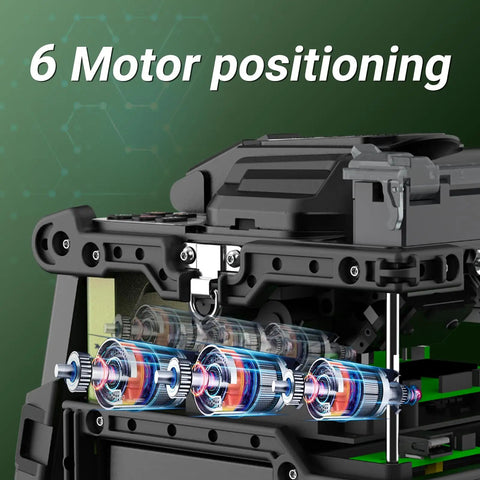 6 Motor positioning in FX39 Fusion Splicer Fiber Optic 6 Second Fast Splice Core Alignment With 6 Motors Touch Screen Battery Power Meter 7800mAh Long Life Electrodes 5000 Lightweight 1.72kg Workhorse For Field Techs