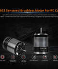 E3652 Sensored Brushless RC Motor display with features and benefits highlighted