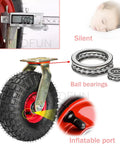 Heavy Duty Rubber Caster With 450 Pounds Load Capacity For Industrial Jobs Featuring Hella Smooth Shock Absorbing Inflatable Wheels and Brake Equipped Swivel Castors That Glide Like A Champ With Kickass Durability, showcasing a 6-inch pneumatic wheel with ball bearings.