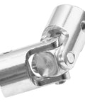 Metal U-joint coupler for 12mm to 12mm shafts; chrome finish, rotatable joint for RC boats/robots